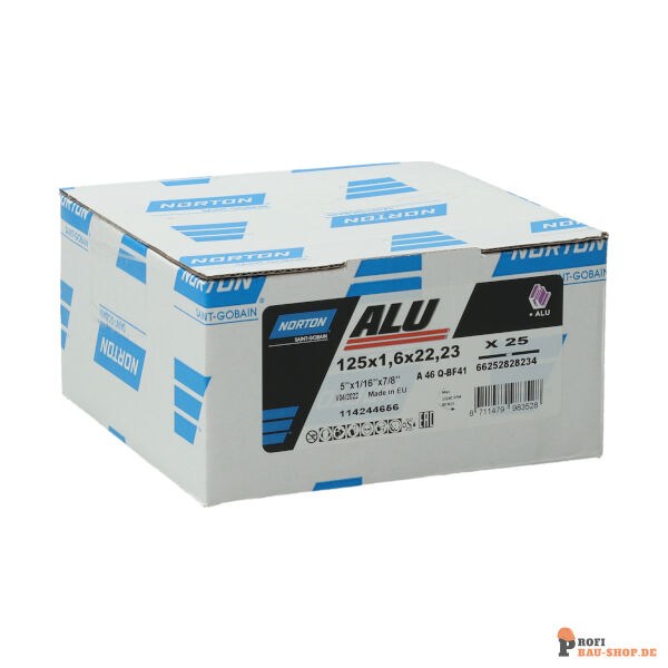 nortonschleifmittel/NORTON_schleifmittel_66252828234 Flat cutting off wheel Angle Grinder Norton ALU 125x1.6x22_23mm_146131